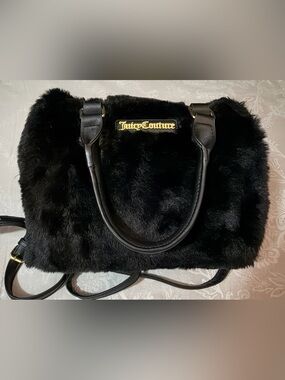 Juicy Couture Black Faux Fur Satchel